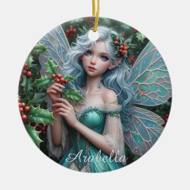 Fairy Fairy i Holly Julgransprydnad Keramik (Framsidan)