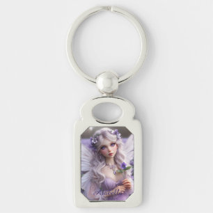 Fairy Fairy in Violes Rektangulärt Silverfärgad Nyckelring