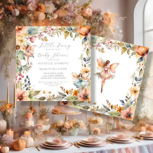 Fairy Fall Floral Daisy Girl Baby Shower Inbjudningar