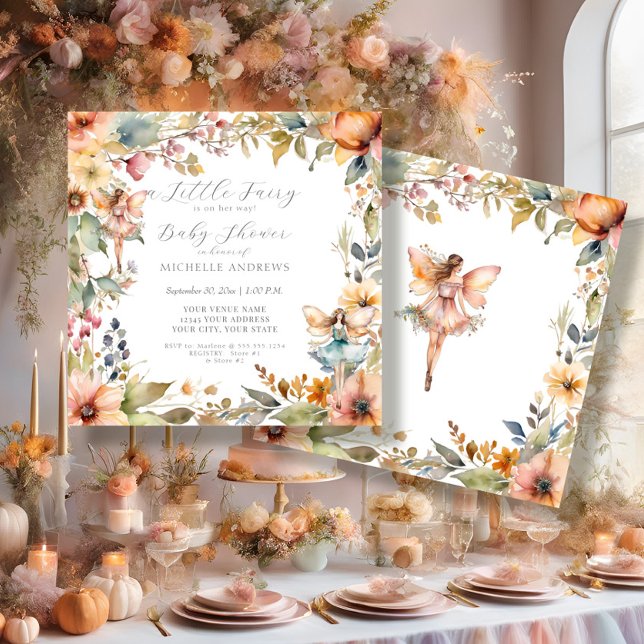 Fairy Fall Floral Daisy Girl Baby Shower Inbjudningar (Skapare uppladdad)