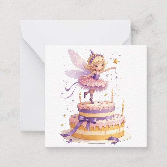 Fairy Fantasy Birday Note Card Anteckningskort (Framsida)