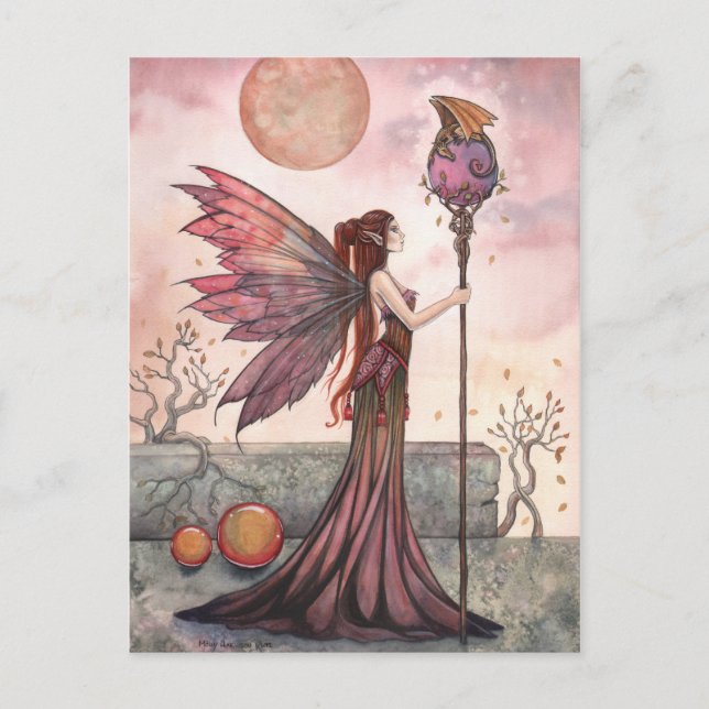 Fairy Fantasy-vykort för Golden Dragon Fantasy Vykort (Framsida)