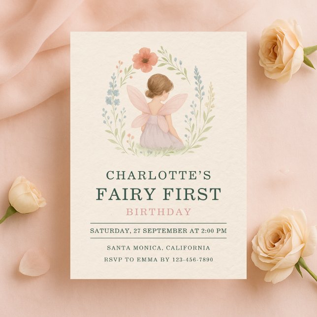 Fairy First 1st Birthday Party Inbjudningar (Skapare uppladdad)