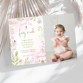 Fairy First Birday Photo - tackkort Inbjudningar