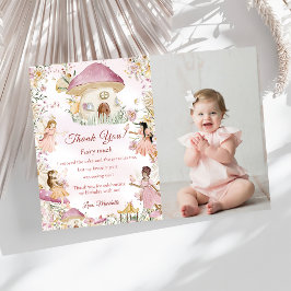 Fairy First Birday Photo - tackkort Inbjudningar