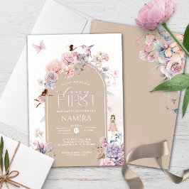 Fairy First Birthday Enchanted Garden Party Inbjudningar