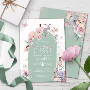 Fairy First Birthday Enchanted Garden Party Inbjudningar
