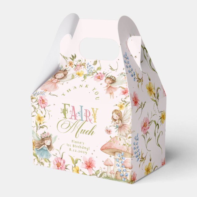 Fairy First Birthday Enchanted Garden Thank you Presentaskar (Framsidan Sidan)