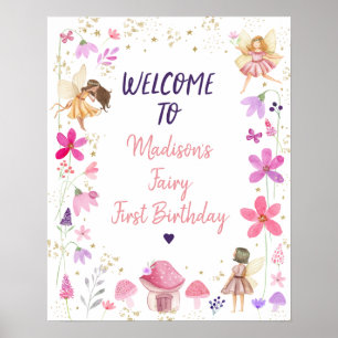 Fairy First Birthday Enchanted Garden Välkommen Poster