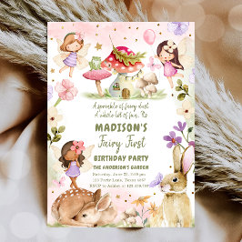 Fairy First Birthday Girl 1st Fairy Forest Magic Inbjudningar