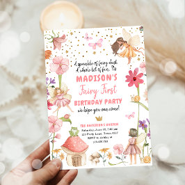 Fairy First Birthday Girl 1st Fairy Forest Magic Inbjudningar