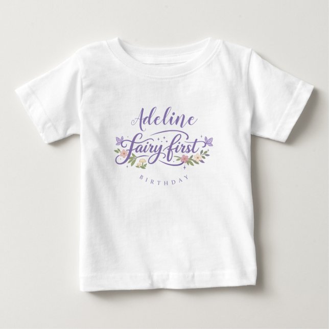 Fairy First Birthday Girl Baby T-Shirt (Framsida)