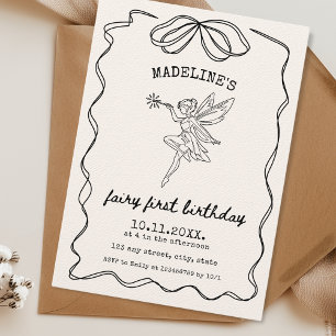 Fairy First Birthday Hand belyste minimalistisk ve Inbjudningar