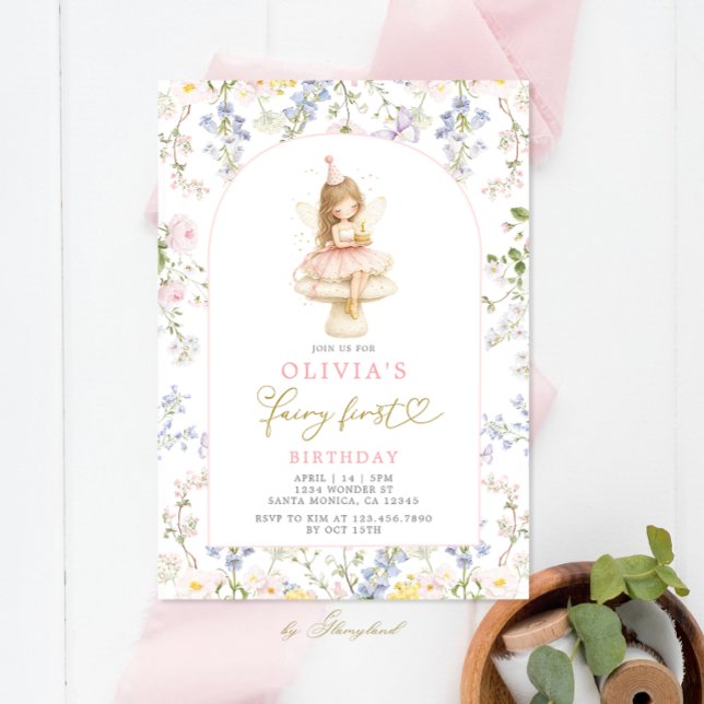Fairy First Birthday Inbjudningar (Skapare uppladdad)