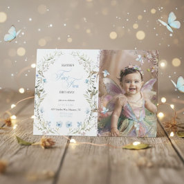 Fairy First Birthday Invitation | Floral Photo  Inbjudningar