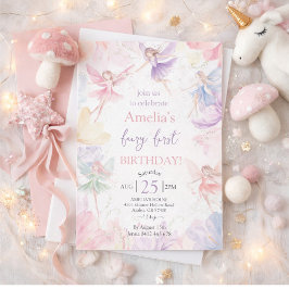 Fairy First Birthday Invitation Inbjudningar