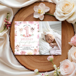Fairy First Birthday Photo Invitation Inbjudningar
