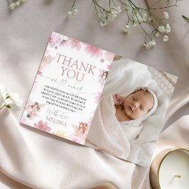 Fairy First Birthday Photo Thank You Inbjudningar
