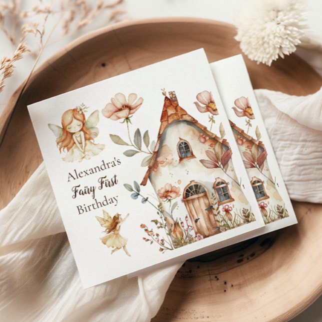 Fairy First Birthday Woodland Floral Pappersservett (Skapare uppladdad)
