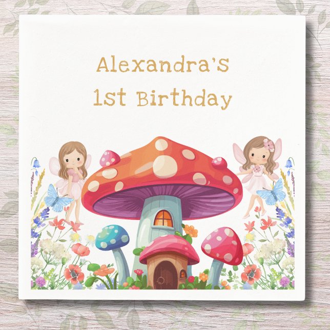 Fairy First Blommigt Girl's 1st Birthday Party Pappersservett (Skapare uppladdad)