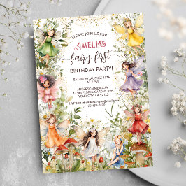 Fairy First Cute Blommigt Älvors Girls 1:a födelse Inbjudningar