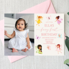 Fairy First Enchanged Älvors 1st Birthday Party Inbjudningar