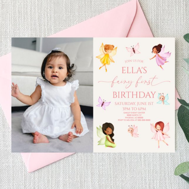 Fairy First Enchanged Älvors 1st Birthday Party Inbjudningar (Skapare uppladdad)