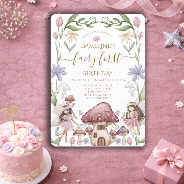 Fairy First Enchanted Forest Girl 1st Birthday Inbjudningar (Skapare uppladdad)