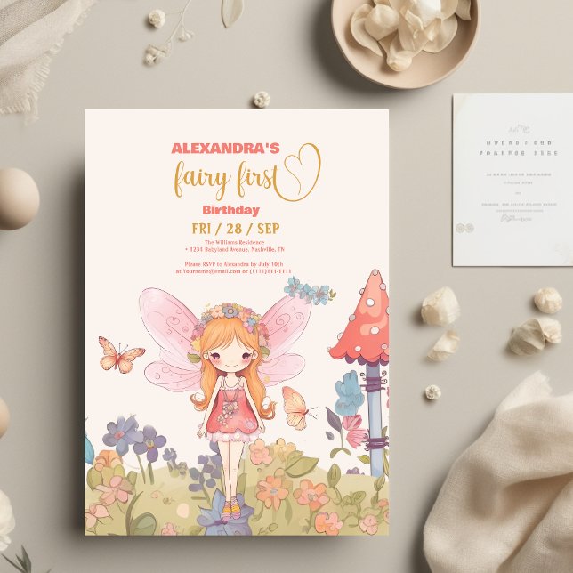 Fairy First Enchanted Woodland 1st Birthday Inbjudningar (Skapare uppladdad)
