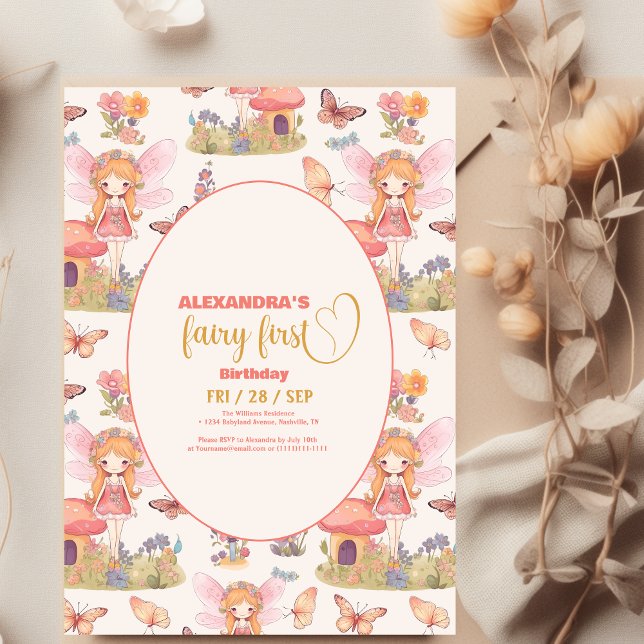Fairy First Enchanted Woodland 1st Birthday Inbjudningar (Skapare uppladdad)