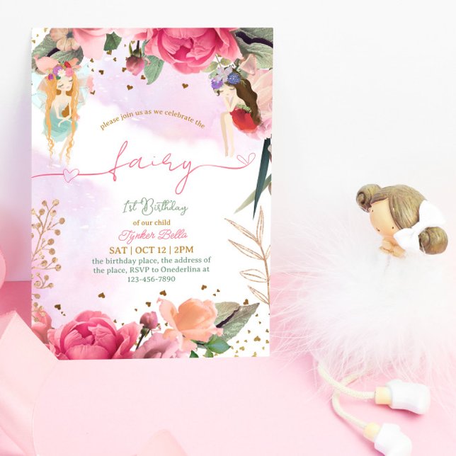 Fairy First Födelsedagsfest Flicka Inbjudningar (Skapare uppladdad)