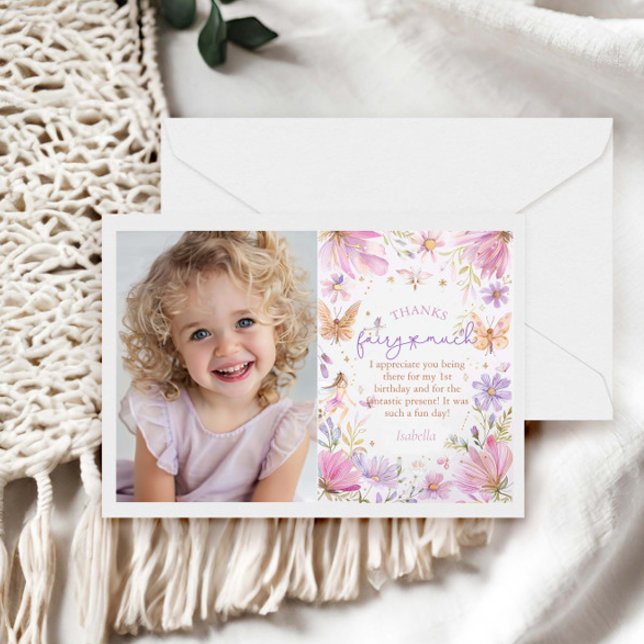 Fairy First Girl 1st Birthday Party Tack Kort (Skapare uppladdad)