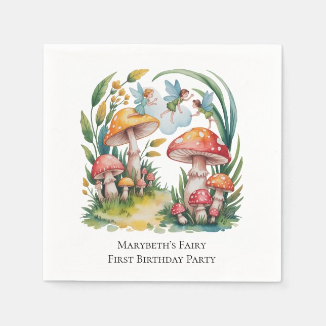 Fairy First Girl Födelsedagsfest Pappersservett (Framsidan)
