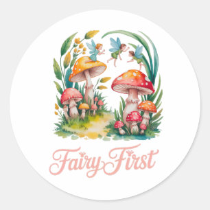Fairy First Girl Födelsedagsfest Runt Klistermärke
