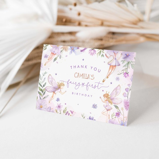 Fairy First Girl Födelsedagsfest Tack Kort (Skapare uppladdad)