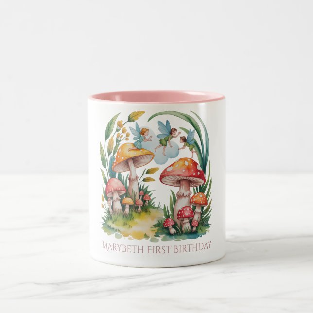 Fairy First Girl Födelsedagsfest Två-Tonad Mugg (Center)