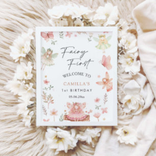 Fairy First Girl Whimsic Födelsedagsfest Välkommen Poster