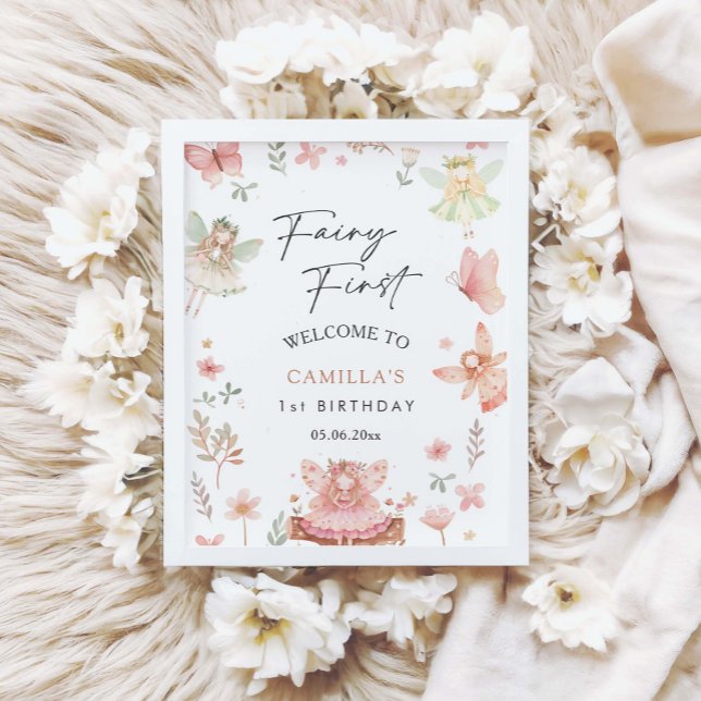 Fairy First Girl Whimsic Födelsedagsfest Välkommen Poster (Skapare uppladdad)