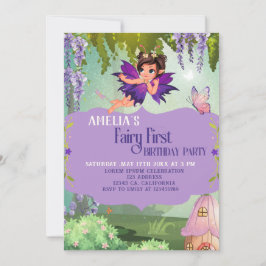 Fairy First Girl's 1st Birthday Enchanted Forest Inbjudningar