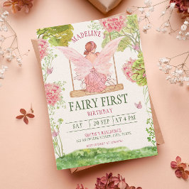 Fairy First Girl's 1st Birthday Inbjudningar