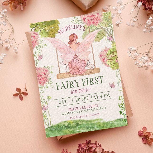 Fairy First Girl's 1st Birthday Inbjudningar (Skapare uppladdad)