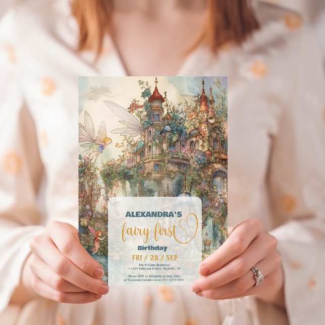 Fairy First Girl's 1st Birthday Inbjudningar (Skapare uppladdad)