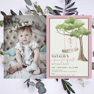 Fairy First Girl's 1st Birthday Party Anpassningsb Inbjudningar