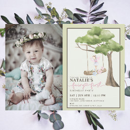 Fairy First Girl's 1st Birthday Party Anpassningsb Inbjudningar