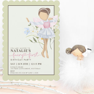 Fairy First Girl's 1st Birthday Party Personlig Inbjudningar