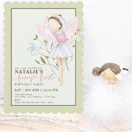 Fairy First Girl's 1st Birthday Party Personlig Inbjudningar