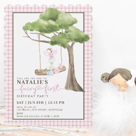 Fairy First Girl's 1st Birthday Party Personlig Inbjudningar
