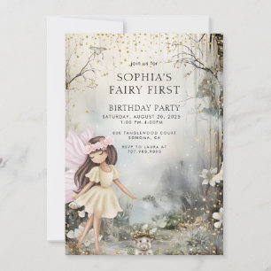 Fairy First Girl's Birthday Enchanted Forest Inbjudningar