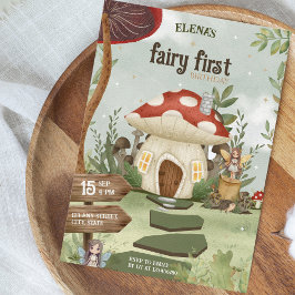 Fairy First Mushroom Forest 1 Birthday Inbjudningar