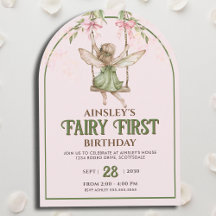 Fairy First Pastel Rosa Bow Girls 1:a födelsedagen